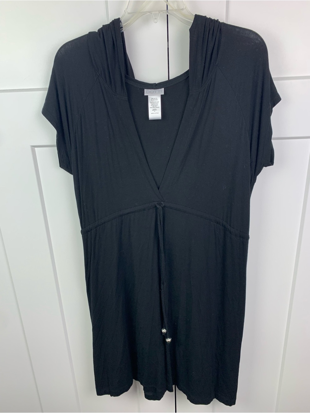 DOTTI XL Black Hooded Swim Cover Up Dress Vacation Beach Cruise